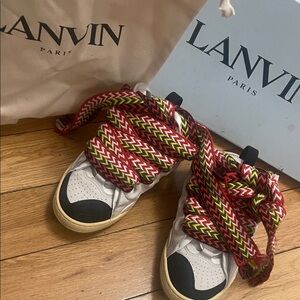 Lanvin Sneakers with Red and Yellow Zigzag Laces
